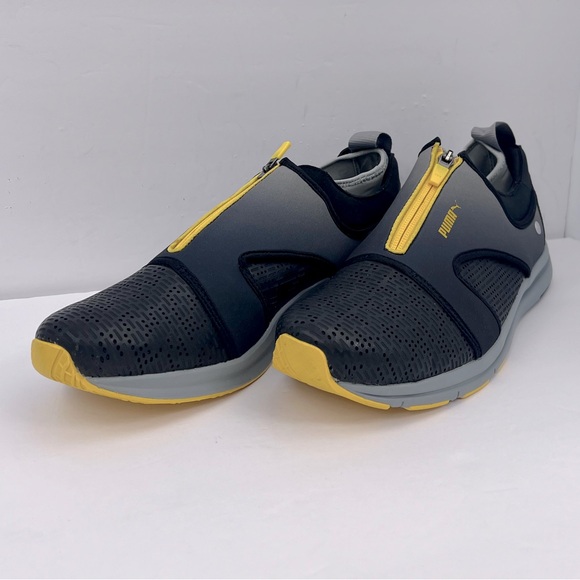 PUMA HAAST DIP DYE MENS TENNIS SHOES, SNEAKERS, BLACK YELLOW & GREY, SIZE 11 - Picture 2 of 16